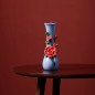 Blue handmade ceramic vase with rose