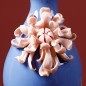 Blue handmade low ceramic vase