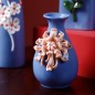 Blue handmade low ceramic vase