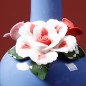 Blue handmade ceramic vase with flower